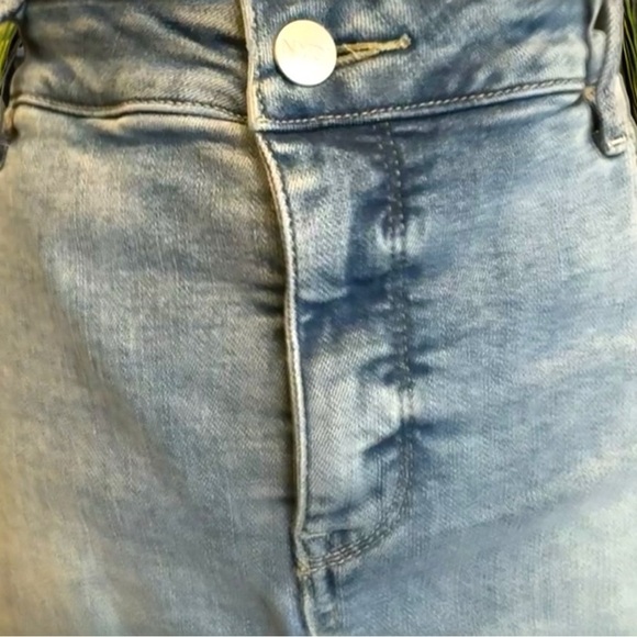 NYDJ Blue Denim Mini Skirt with Embroidered Hem - Picture 4 of 12